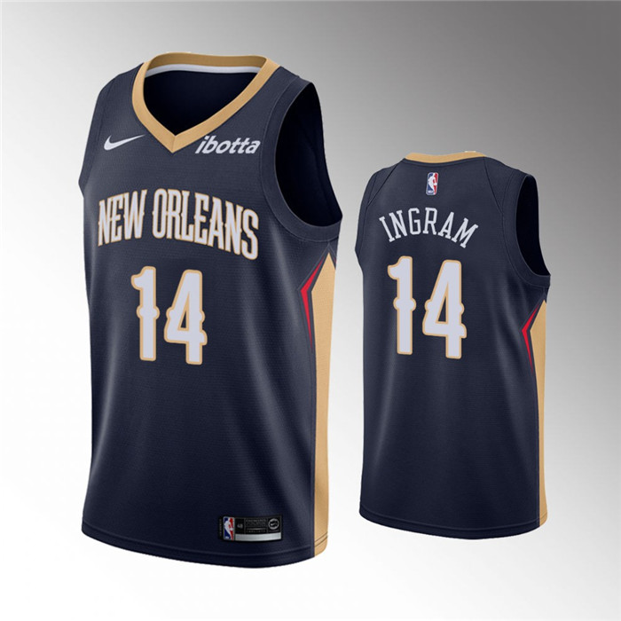 Men's New Orleans Pelicans #14 Brandon Ingram Navy Icon Edition Stitched Jersey